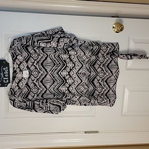 Shannon Ford New York Blouse Black White XL New Short Sleeve